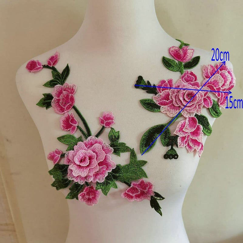 ZALALAA 3pcs/Set Flowers Embroidered Patch Sticker for Clothing Jacket Jeans Lace Applique DIY Clothes Decorations Fabric Patches (Color D Pink) - Image 3